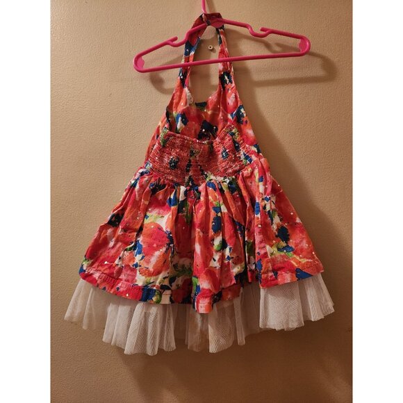 Little Lass Floral Layered Halter Dress 18M - Picture 2 of 3